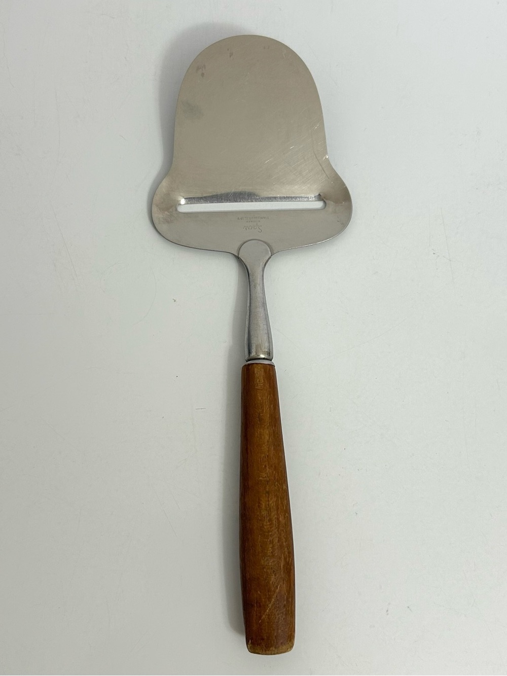 Vintage Spar 18/10 Stainless Cheese Slicer with Brown Wood Handle Norway MCM